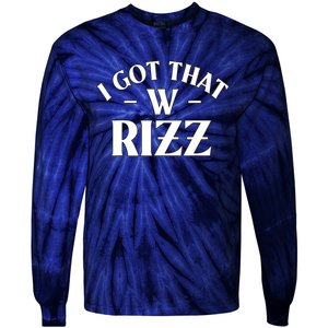 Ask Me About My Rizz I Got That W Rizz Funny Ironic Meme Tie-Dye Long Sleeve Shirt