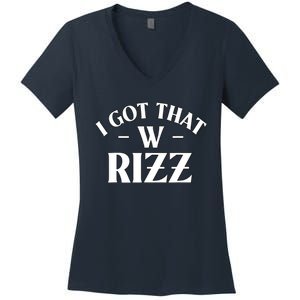 Ask Me About My Rizz I Got That W Rizz Funny Ironic Meme Women's V-Neck T-Shirt