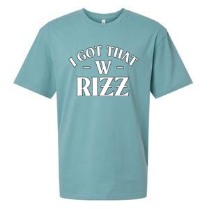 Ask Me About My Rizz I Got That W Rizz Funny Ironic Meme Sueded Cloud Jersey T-Shirt