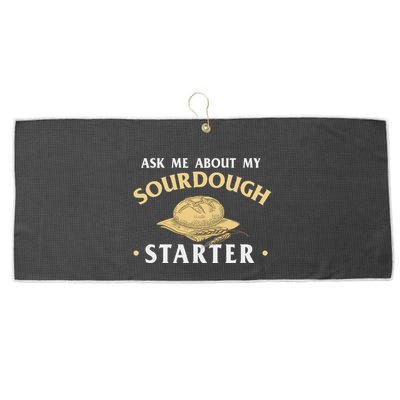 Ask Me About My Sourdough Starter Bread Baking Baker Bakery Large Microfiber Waffle Golf Towel