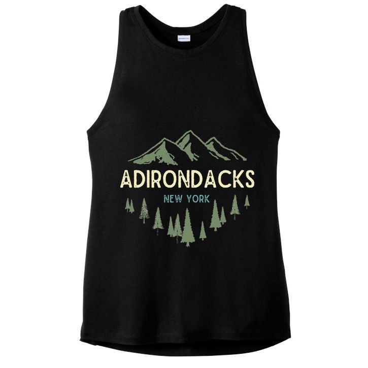 Adirondack Mountains Adirondacks New York Vintage Retro Ladies PosiCharge Tri-Blend Wicking Tank