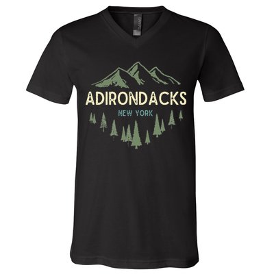 Adirondack Mountains Adirondacks New York Vintage Retro V-Neck T-Shirt