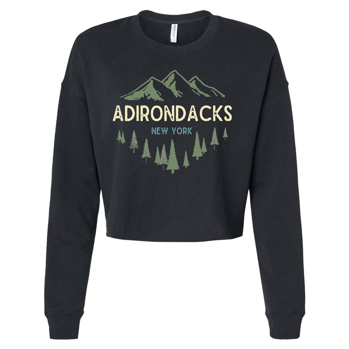 Adirondack Mountains Adirondacks New York Vintage Retro Cropped Pullover Crew
