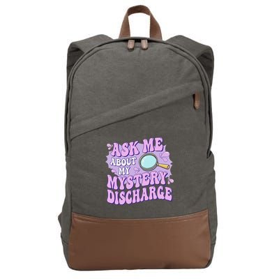 Ask Me About My Sarcastic Mystery Discharge Cotton Canvas Backpack