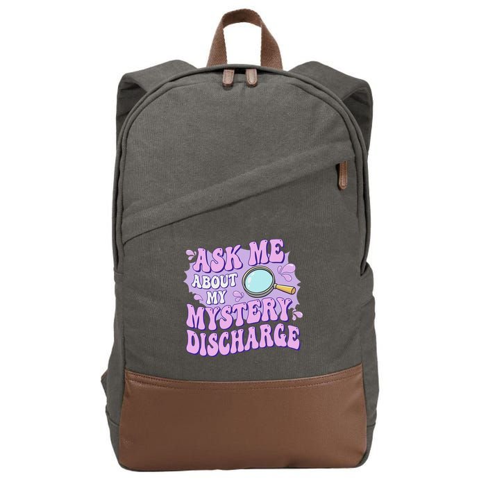 Ask Me About My Sarcastic Mystery Discharge Cotton Canvas Backpack