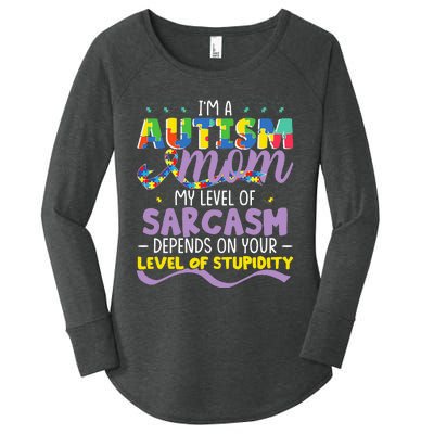 Autism Mom Awareness funny support month Women's Perfect Tri Tunic Long Sleeve Shirt