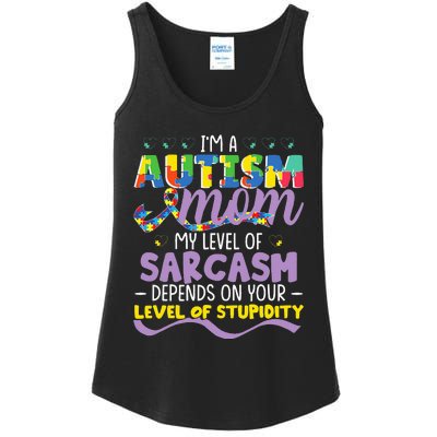 Autism Mom Awareness funny support month Ladies Essential Tank