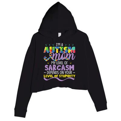 Autism Mom Awareness funny support month Crop Fleece Hoodie