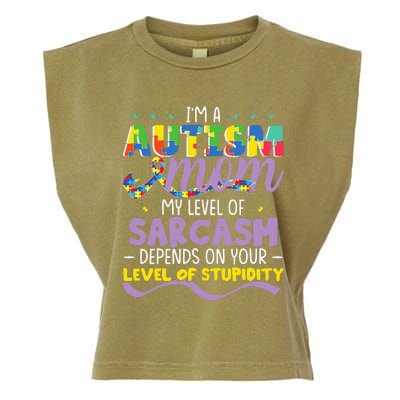 Autism Mom Awareness funny support month Garment-Dyed Women's Muscle Tee