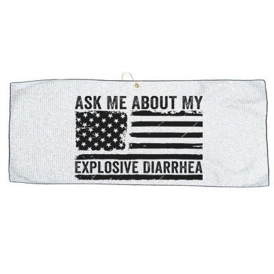Ask Me About My Explosive Diarrhea Large Microfiber Waffle Golf Towel