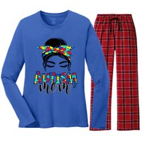 Autism Mom Autism Awareness Autism Mother Support Meaningful Gift Women's Long Sleeve Flannel Pajama Set 