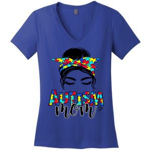 Autism Mom Autism Awareness Autism Mother Support Meaningful Gift Women's V-Neck T-Shirt