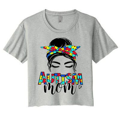 Autism Mom Autism Awareness Autism Mother Support Meaningful Gift Women's Crop Top Tee