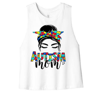 Autism Mom Autism Awareness Autism Mother Support Meaningful Gift Women's Racerback Cropped Tank