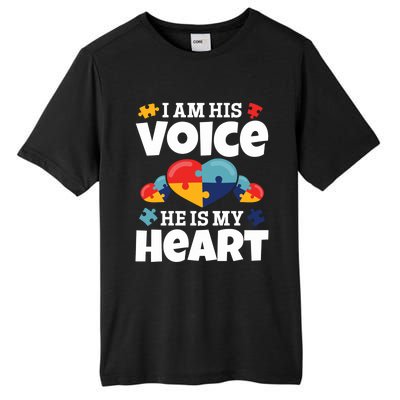 Autism Mama Autism I Am His Voice He Is My Heart Autism Mom Gift Tall Fusion ChromaSoft Performance T-Shirt