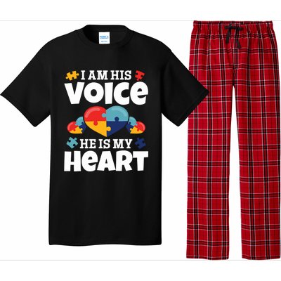 Autism Mama Autism I Am His Voice He Is My Heart Autism Mom Gift Pajama Set