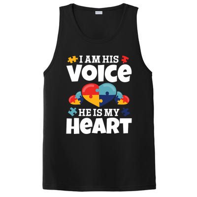 Autism Mama Autism I Am His Voice He Is My Heart Autism Mom Gift PosiCharge Competitor Tank