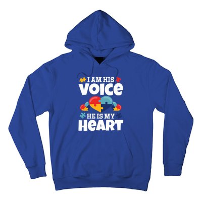 Autism Mama Autism I Am His Voice He Is My Heart Autism Mom Gift Hoodie