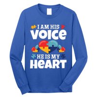 Autism Mama Autism I Am His Voice He Is My Heart Autism Mom Gift Long Sleeve Shirt