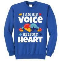 Autism Mama Autism I Am His Voice He Is My Heart Autism Mom Gift Sweatshirt