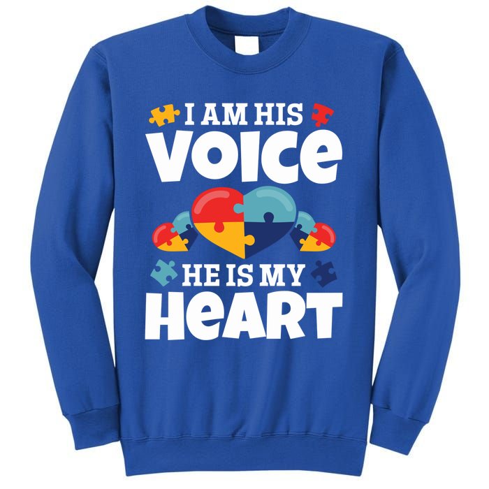 Autism Mama Autism I Am His Voice He Is My Heart Autism Mom Gift Sweatshirt