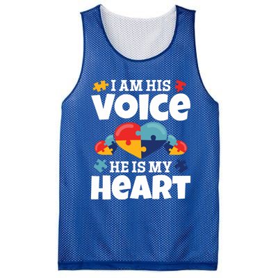 Autism Mama Autism I Am His Voice He Is My Heart Autism Mom Gift Mesh Reversible Basketball Jersey Tank