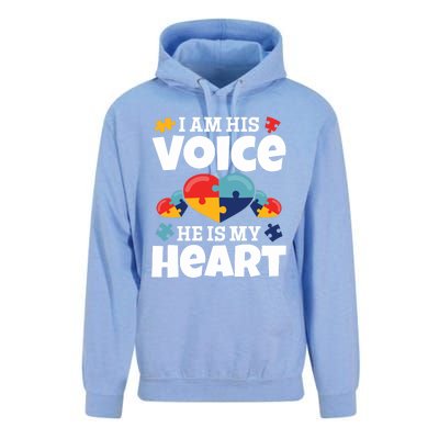 Autism Mama Autism I Am His Voice He Is My Heart Autism Mom Gift Unisex Surf Hoodie