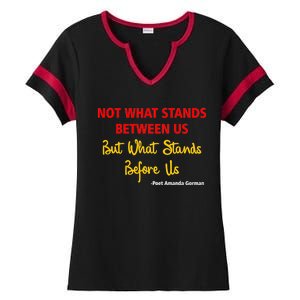 Amanda Gorman Poet What Stands Before Us Ladies Halftime Notch Neck Tee