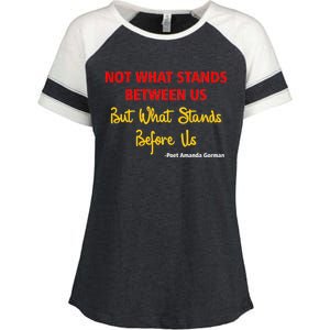 Amanda Gorman Poet What Stands Before Us Enza Ladies Jersey Colorblock Tee