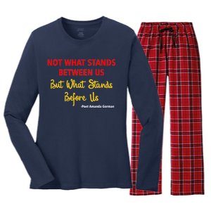 Amanda Gorman Poet What Stands Before Us Women's Long Sleeve Flannel Pajama Set 