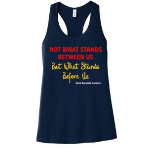 Amanda Gorman Poet What Stands Before Us Women's Racerback Tank