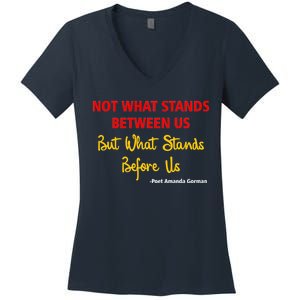 Amanda Gorman Poet What Stands Before Us Women's V-Neck T-Shirt