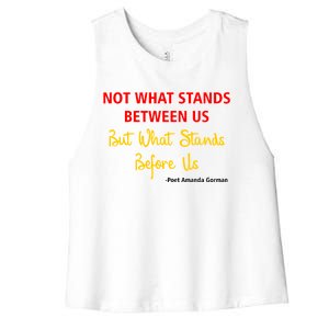 Amanda Gorman Poet What Stands Before Us Women's Racerback Cropped Tank