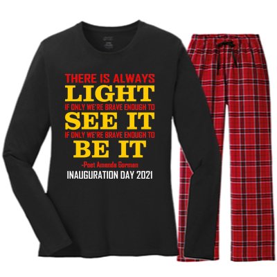 Amanda Gorman There Is Always Light Be It Inauguration Day 2021 Women's Long Sleeve Flannel Pajama Set 