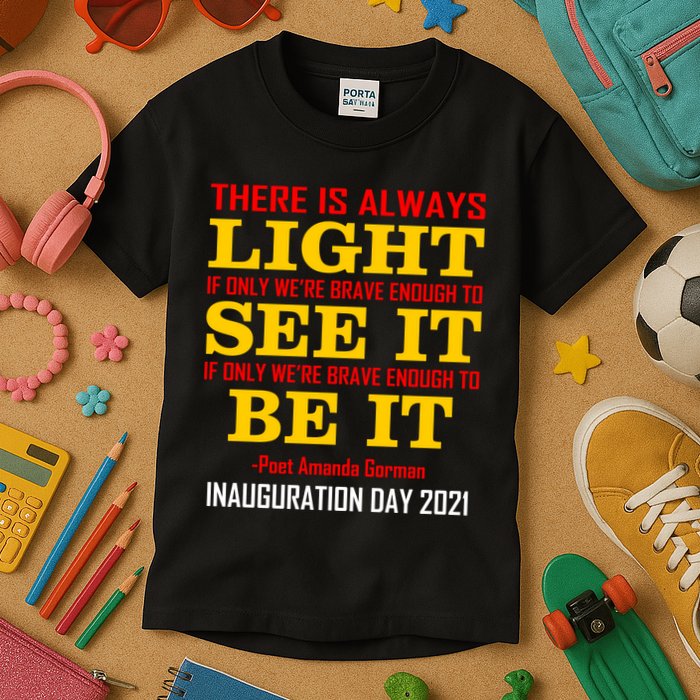 Amanda Gorman There Is Always Light Be It Inauguration Day 2021 Kids T-Shirt