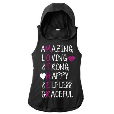 Amazing Loving Strong Happy Mother Ladies PosiCharge Tri-Blend Wicking Draft Hoodie Tank