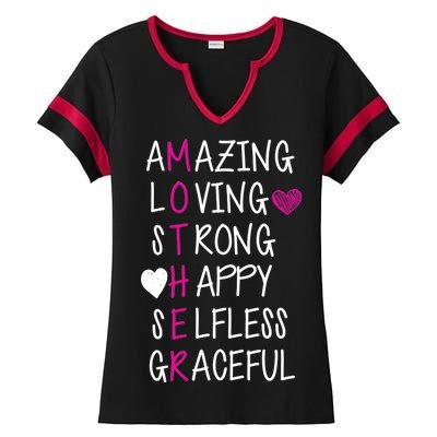 Amazing Loving Strong Happy Mother Ladies Halftime Notch Neck Tee