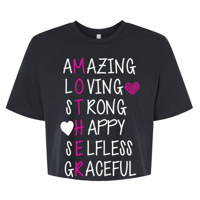 Amazing Loving Strong Happy Mother Bella+Canvas Jersey Crop Tee