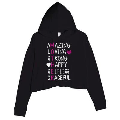 Amazing Loving Strong Happy Mother Crop Fleece Hoodie