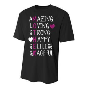 Amazing Loving Strong Happy Mother Youth Performance Sprint T-Shirt