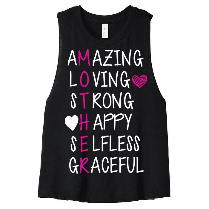 Amazing Loving Strong Happy Mother Women's Racerback Cropped Tank