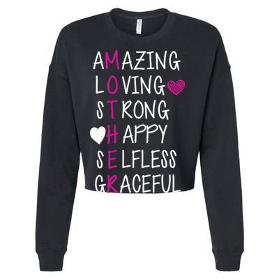 Amazing Loving Strong Happy Mother Cropped Pullover Crew