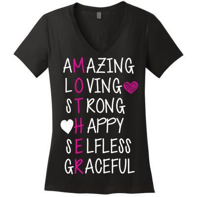 Amazing Loving Strong Happy Mother Women's V-Neck T-Shirt