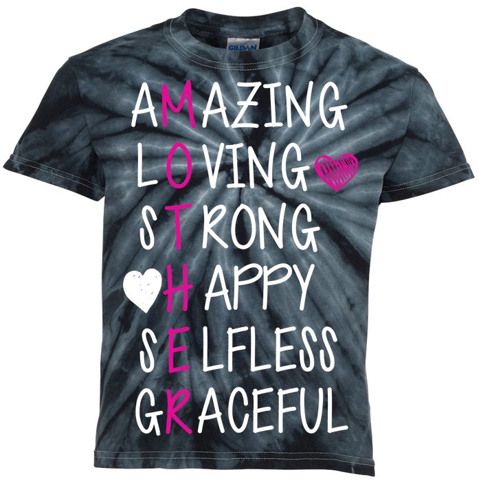 Amazing Loving Strong Happy Mother Kids Tie-Dye T-Shirt