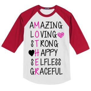 Amazing Loving Strong Happy Mother Kids Colorblock Raglan Jersey