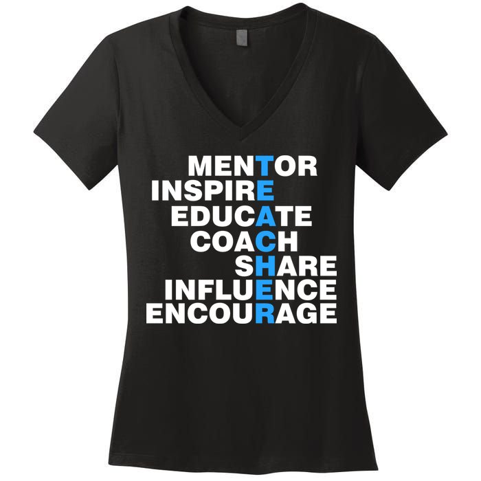 Amazing Teacher Mentor Women's V-Neck T-Shirt