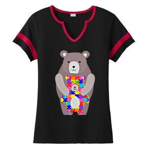 Autism Mama Bear Gift Cute Autistic Hoody Gift Ladies Halftime Notch Neck Tee