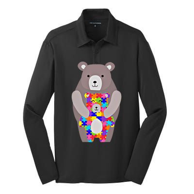 Autism Mama Bear Gift Cute Autistic Hoody Gift Silk Touch Performance Long Sleeve Polo