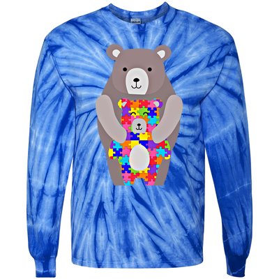 Autism Mama Bear Gift Cute Autistic Hoody Gift Tie-Dye Long Sleeve Shirt