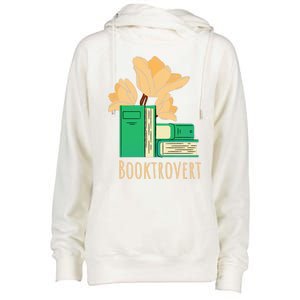 Aesthetic Minimalist Booktrovert Floral Bookish Book Reader Funny Gift Womens Funnel Neck Pullover Hood